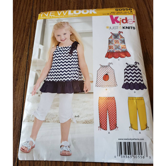 Newlook S0556 Toddler Girls Summer Sun Knit Dress Tops and Trousers Size 1 to 4 - Picture 1 of 4